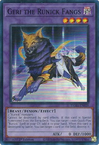 Geri the Runick Fangs trading card from Tactical Masters Geri the Runick Fangs - Tactical Masters YuGiOh trading card