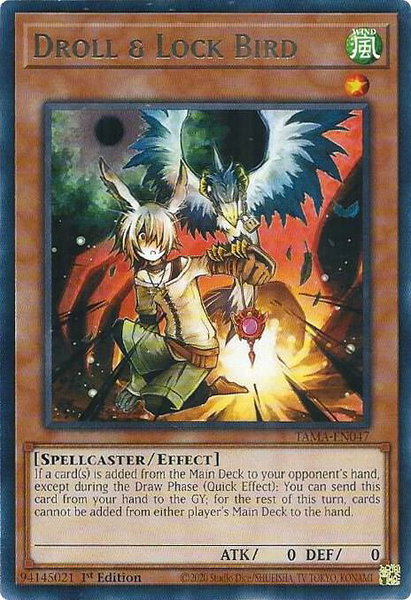 Droll & Lock Bird trading card from Tactical Masters Droll & Lock Bird - Tactical Masters YuGiOh trading card