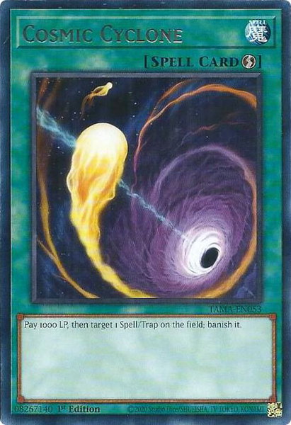 Cosmic Cyclone trading card from Tactical Masters Cosmic Cyclone - Tactical Masters YuGiOh trading card