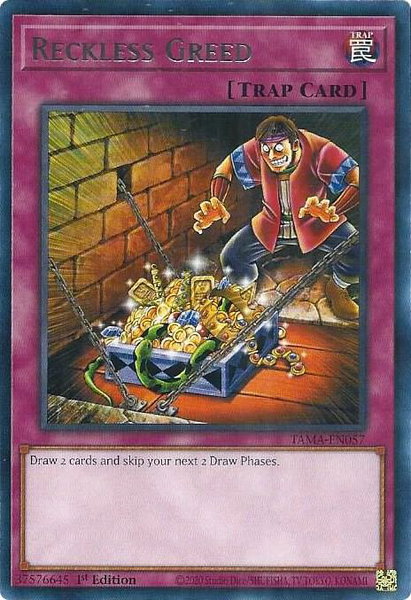 Reckless Greed trading card from Tactical Masters Reckless Greed - Tactical Masters YuGiOh trading card