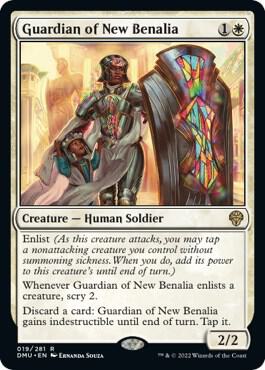 Guardian of New Benalia trading card from Dominaria United Guardian of New Benalia - Dominaria United Magic: The Gathering trading card