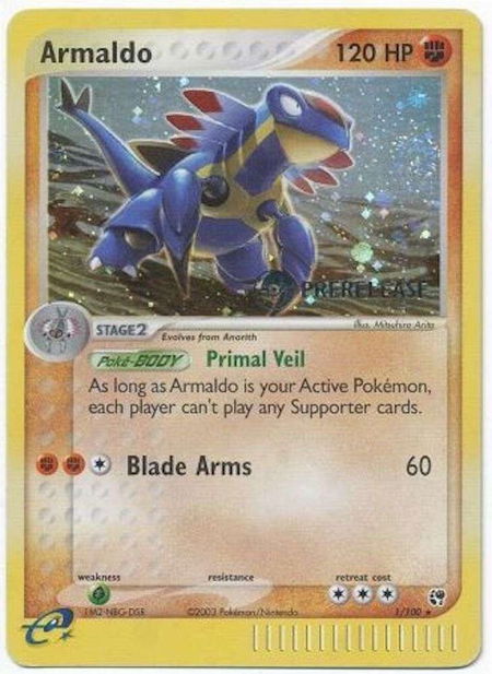 Armaldo - 1/100 (Prerelease) trading card from Miscellaneous Cards & Products Armaldo - 1/100 (Prerelease) - Miscellaneous Cards & Products Pokémon trading card