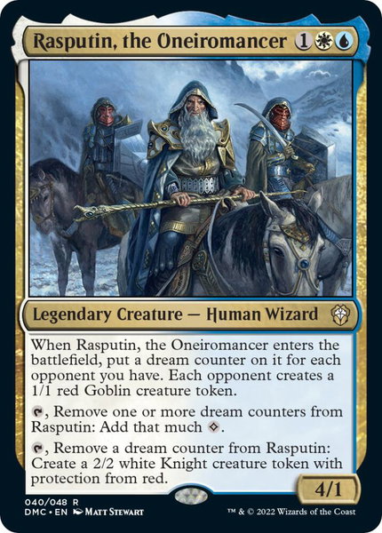 Rasputin, the Oneiromancer trading card from Commander: Dominaria United Rasputin, the Oneiromancer - Commander: Dominaria United Magic: The Gathering trading card
