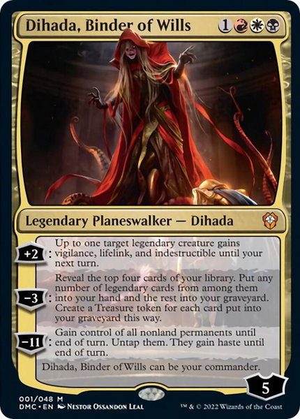 Dihada, Binder of Wills trading card from Commander: Dominaria United Dihada, Binder of Wills - Commander: Dominaria United Magic: The Gathering trading card