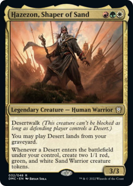 Hazezon, Shaper of Sand trading card from Commander: Dominaria United Hazezon, Shaper of Sand - Commander: Dominaria United Magic: The Gathering trading card