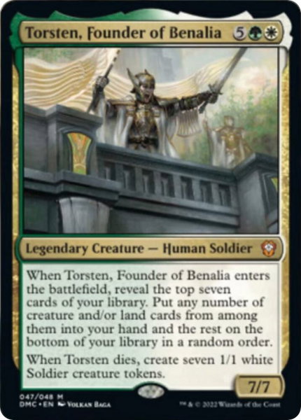 Torsten, Founder of Benalia trading card from Commander: Dominaria United Torsten, Founder of Benalia - Commander: Dominaria United Magic: The Gathering trading card