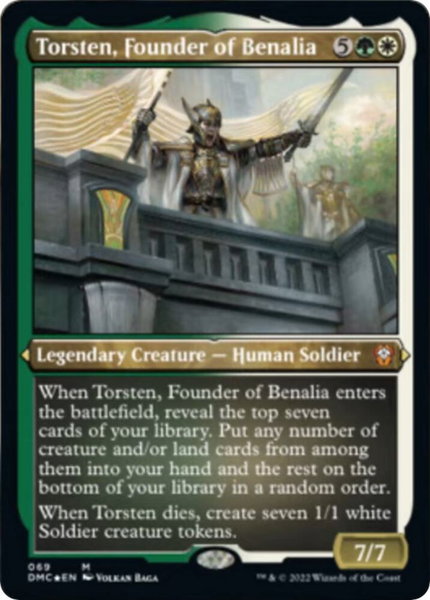 Torsten, Founder of Benalia (Foil Etched) trading card from Commander: Dominaria United Torsten, Founder of Benalia (Foil Etched) - Commander: Dominaria United Magic: The Gathering trading card