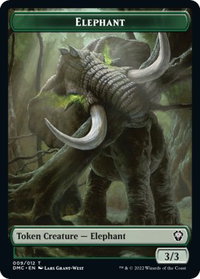 Elephant // Treasure Double-Sided Token - Commander: Dominaria United (DMC) #9 // 24 - Token Magic: The Gathering Trading Card
