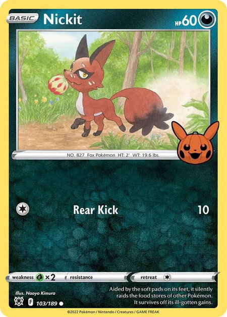 Nickit trading card from Trick or Trade BOOster Bundle Nickit - Trick or Trade BOOster Bundle Pokémon trading card
