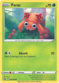 Paras - SWSH11: Lost Origin (SWSH11) #004/196 - Common Pokémon Trading Card
