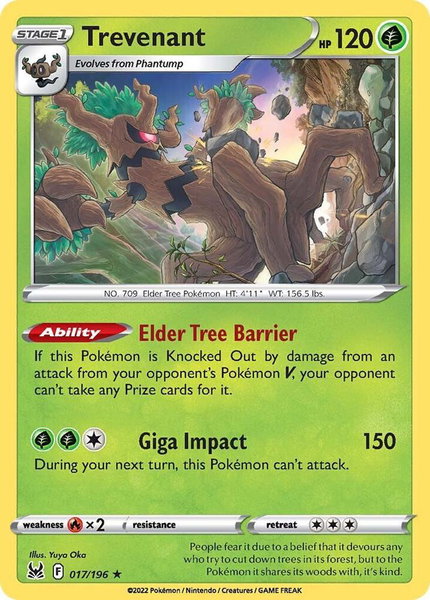 Trevenant trading card from SWSH11: Lost Origin Trevenant - SWSH11: Lost Origin Pokémon trading card
