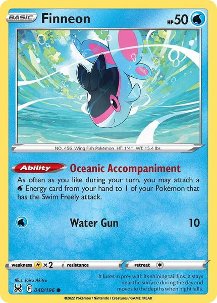 Finneon trading card from SWSH11: Lost Origin Finneon - SWSH11: Lost Origin Pokémon trading card