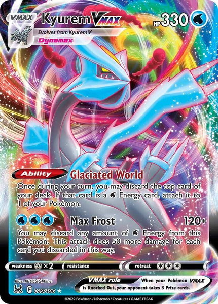 Kyurem VMAX trading card from SWSH11: Lost Origin Kyurem VMAX - SWSH11: Lost Origin Pokémon trading card