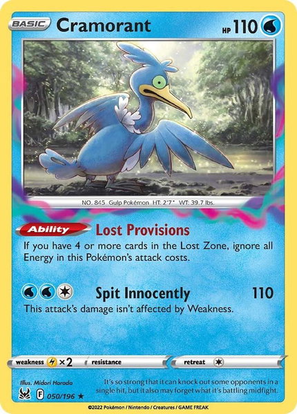 Cramorant trading card from SWSH11: Lost Origin Cramorant - SWSH11: Lost Origin Pokémon trading card