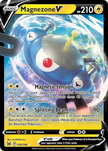 Magnezone V trading card from SWSH11: Lost Origin Magnezone V - SWSH11: Lost Origin Pokémon trading card