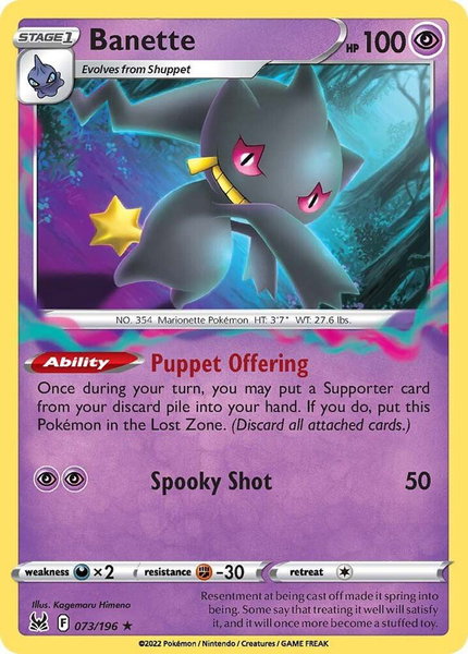 Banette trading card from SWSH11: Lost Origin Banette - SWSH11: Lost Origin Pokémon trading card