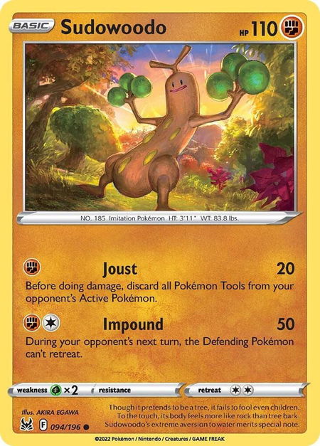 Sudowoodo - SWSH11: Lost Origin Pokémon trading card