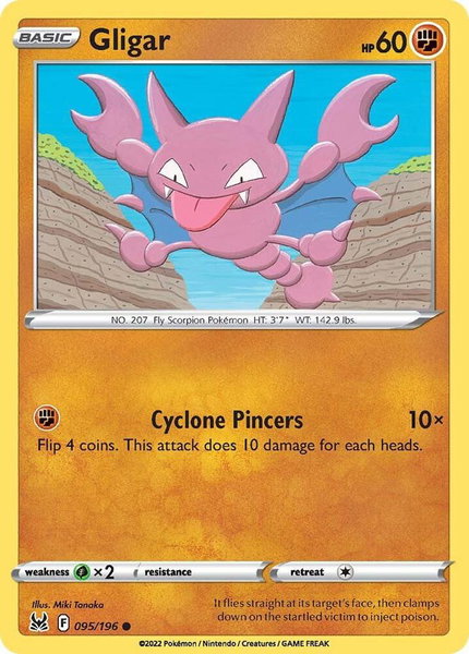 Gligar trading card from SWSH11: Lost Origin Gligar - SWSH11: Lost Origin Pokémon trading card