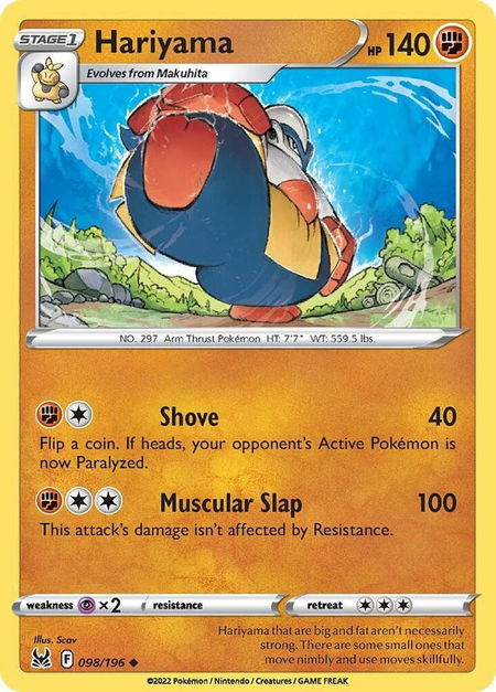 Hariyama - SWSH11: Lost Origin Pokémon trading card
