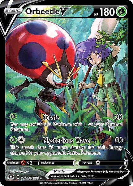 Orbeetle V trading card from SWSH11: Lost Origin Trainer Gallery Orbeetle V - SWSH11: Lost Origin Trainer Gallery Pokémon trading card