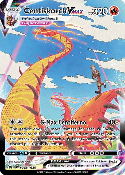 Centiskorch VMAX trading card from SWSH11: Lost Origin Trainer Gallery Centiskorch VMAX - SWSH11: Lost Origin Trainer Gallery Pokémon trading card