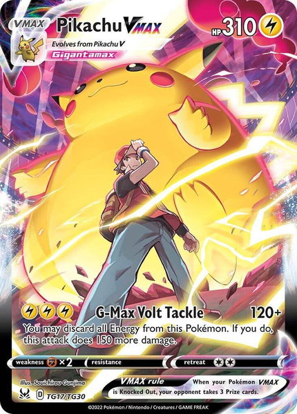 Pikachu VMAX trading card from SWSH11: Lost Origin Trainer Gallery Pikachu VMAX - SWSH11: Lost Origin Trainer Gallery Pokémon trading card