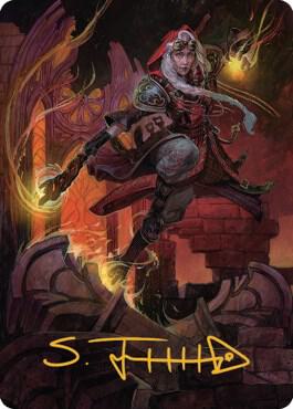 Jaya, Fiery Negotiator Art Card (35/81) (Gold-Stamped Signature) trading card from Art Series: Dominaria United Jaya, Fiery Negotiator Art Card (35/81) (Gold-Stamped Signature) - Art Series: Dominaria United Magic: The Gathering trading card