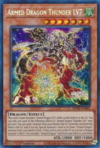 Armed Dragon Thunder LV7 - 2022 Tin of the Pharaoh's Gods (MP22) #MP22-EN002 - Prismatic Secret Rare YuGiOh Trading Card