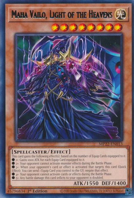 Maha Vailo, Light of the Heavens - 2022 Tin of the Pharaoh's Gods YuGiOh trading card