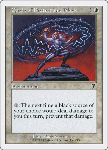 Circle of Protection: Black trading card from 7th Edition Circle of Protection: Black - 7th Edition Magic: The Gathering trading card