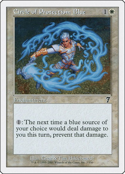 Circle of Protection: Blue trading card from 7th Edition Circle of Protection: Blue - 7th Edition Magic: The Gathering trading card