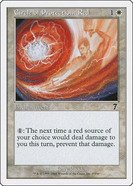 Circle of Protection: Red trading card from 7th Edition Circle of Protection: Red - 7th Edition Magic: The Gathering trading card