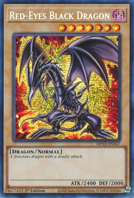 Red-Eyes Black Dragon trading card from 2022 Tin of the Pharaoh's Gods Red-Eyes Black Dragon - 2022 Tin of the Pharaoh's Gods YuGiOh trading card