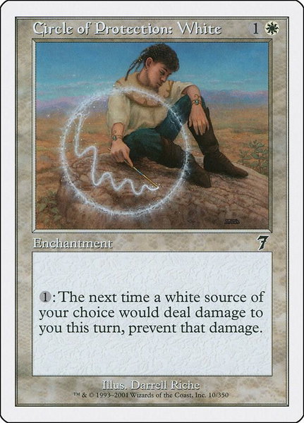 Circle of Protection: White trading card from 7th Edition Circle of Protection: White - 7th Edition Magic: The Gathering trading card