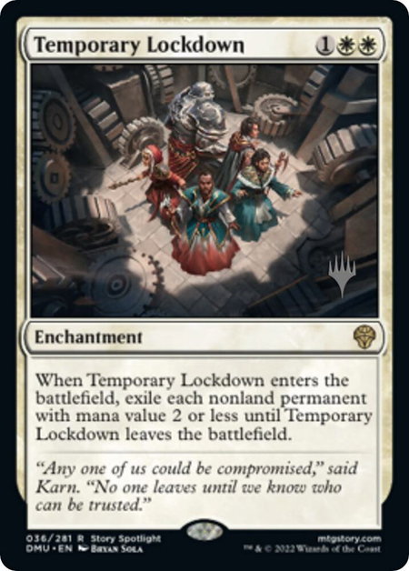 Temporary Lockdown trading card from Promo Pack: Dominaria United Temporary Lockdown - Promo Pack: Dominaria United Magic: The Gathering trading card