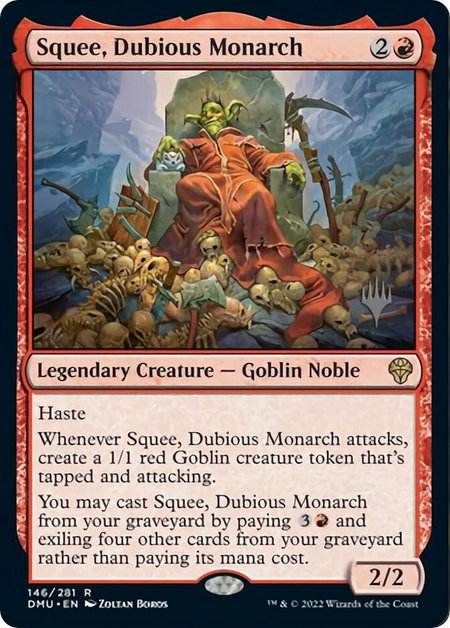 Squee, Dubious Monarch trading card from Promo Pack: Dominaria United Squee, Dubious Monarch - Promo Pack: Dominaria United Magic: The Gathering trading card