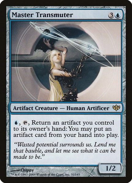 Master Transmuter trading card from Conflux Master Transmuter - Conflux Magic: The Gathering trading card