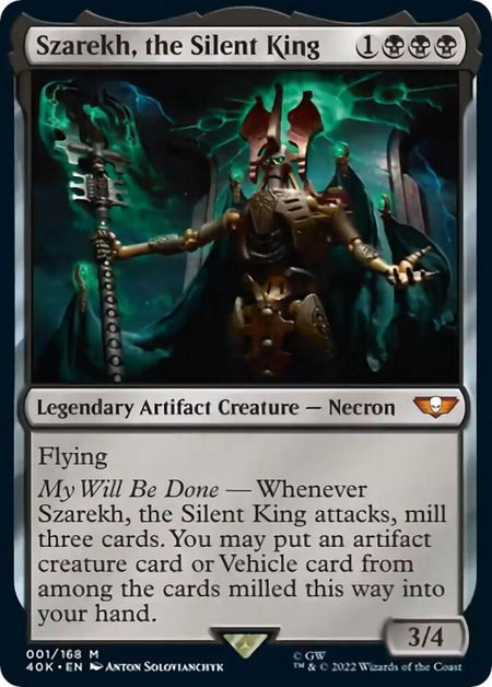 Szarekh, the Silent King (Surge Foil) - Universes Beyond: Warhammer 40,000 Magic: The Gathering trading card