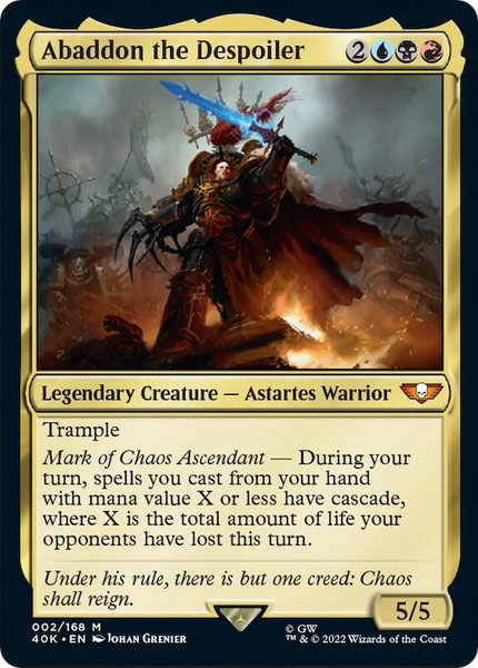 Abaddon the Despoiler (Surge Foil) trading card from Universes Beyond: Warhammer 40,000 Abaddon the Despoiler (Surge Foil) - Universes Beyond: Warhammer 40,000 Magic: The Gathering trading card