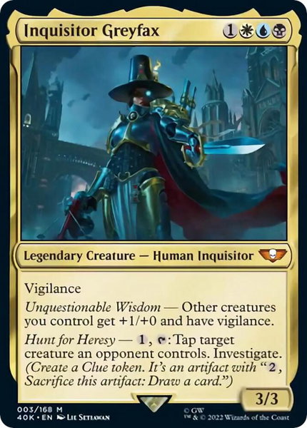 Inquisitor Greyfax (Surge Foil) trading card from Universes Beyond: Warhammer 40,000 Inquisitor Greyfax (Surge Foil) - Universes Beyond: Warhammer 40,000 Magic: The Gathering trading card