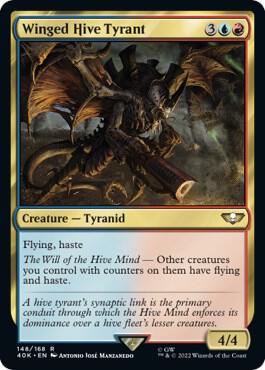 Winged Hive Tyrant (Surge Foil) - Universes Beyond: Warhammer 40,000 Magic: The Gathering trading card