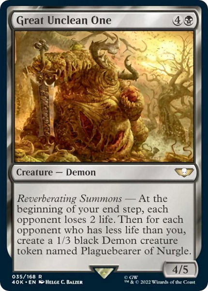 Great Unclean One trading card from Universes Beyond: Warhammer 40,000 Great Unclean One - Universes Beyond: Warhammer 40,000 Magic: The Gathering trading card