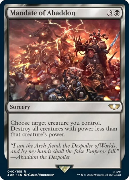 Mandate of Abaddon (Surge Foil) - Universes Beyond: Warhammer 40,000 Magic: The Gathering trading card