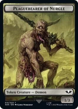 Plaguebearer of Nurgle // Spawn Double-Sided Token - Universes Beyond: Warhammer 40,000 Magic: The Gathering trading card