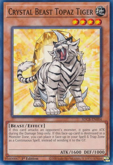 Crystal Beast Topaz Tiger trading card from Structure Deck: Legend of the Crystal Beasts Crystal Beast Topaz Tiger - Structure Deck: Legend of the Crystal Beasts YuGiOh trading card