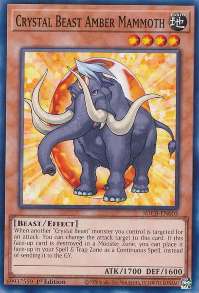 Crystal Beast Amber Mammoth trading card from Structure Deck: Legend of the Crystal Beasts Crystal Beast Amber Mammoth - Structure Deck: Legend of the Crystal Beasts YuGiOh trading card