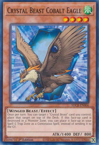 Crystal Beast Cobalt Eagle trading card from Structure Deck: Legend of the Crystal Beasts Crystal Beast Cobalt Eagle - Structure Deck: Legend of the Crystal Beasts YuGiOh trading card