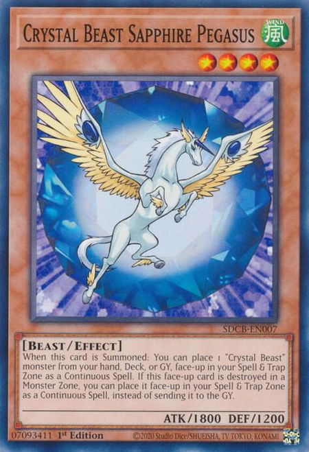 Crystal Beast Sapphire Pegasus trading card from Structure Deck: Legend of the Crystal Beasts Crystal Beast Sapphire Pegasus - Structure Deck: Legend of the Crystal Beasts YuGiOh trading card