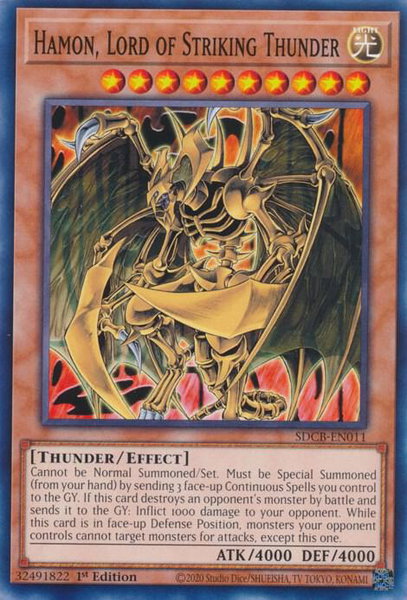 Hamon, Lord of Striking Thunder trading card from Structure Deck: Legend of the Crystal Beasts Hamon, Lord of Striking Thunder - Structure Deck: Legend of the Crystal Beasts YuGiOh trading card