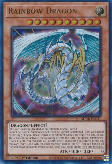 Rainbow Dragon trading card from Structure Deck: Legend of the Crystal Beasts Rainbow Dragon - Structure Deck: Legend of the Crystal Beasts YuGiOh trading card